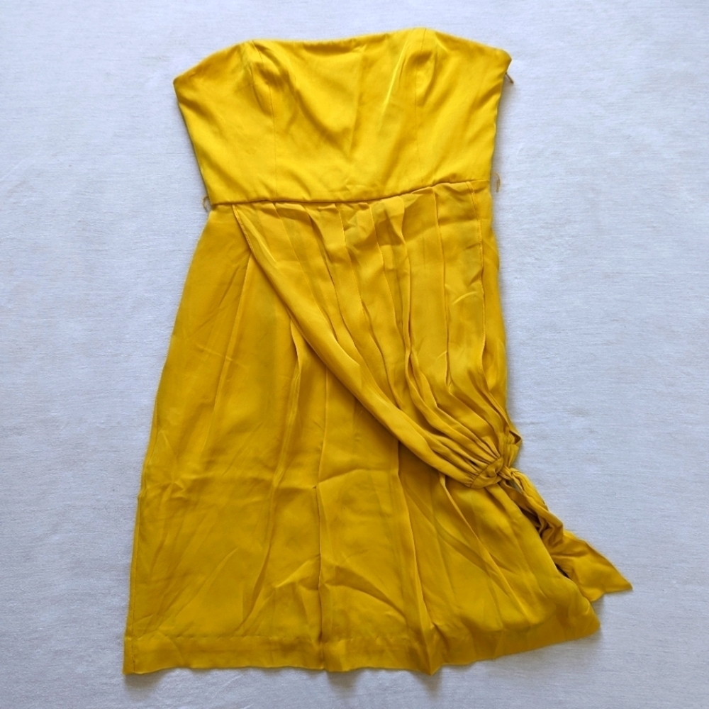 BCBGMaxAzria Yellow Silk mini dress women's 8